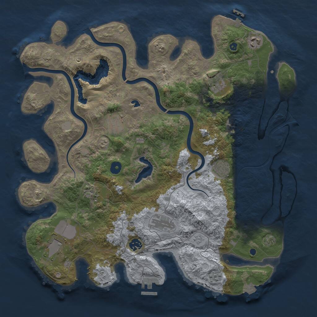 Rust Map: Procedural Map, Size: 4000, Seed: 5424, 15 Monuments