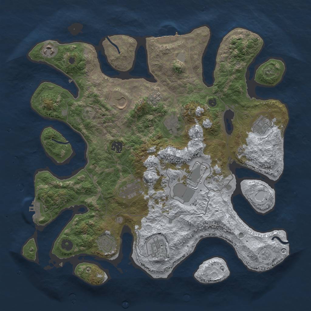 Rust Map: Procedural Map, Size: 4000, Seed: 3599754, 19 Monuments