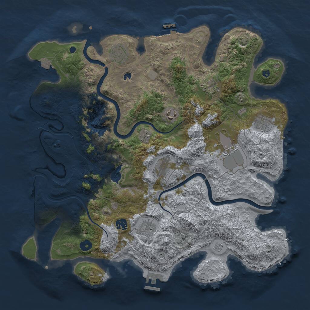 Rust Map: Procedural Map, Size: 4000, Seed: 3599754, 15 Monuments
