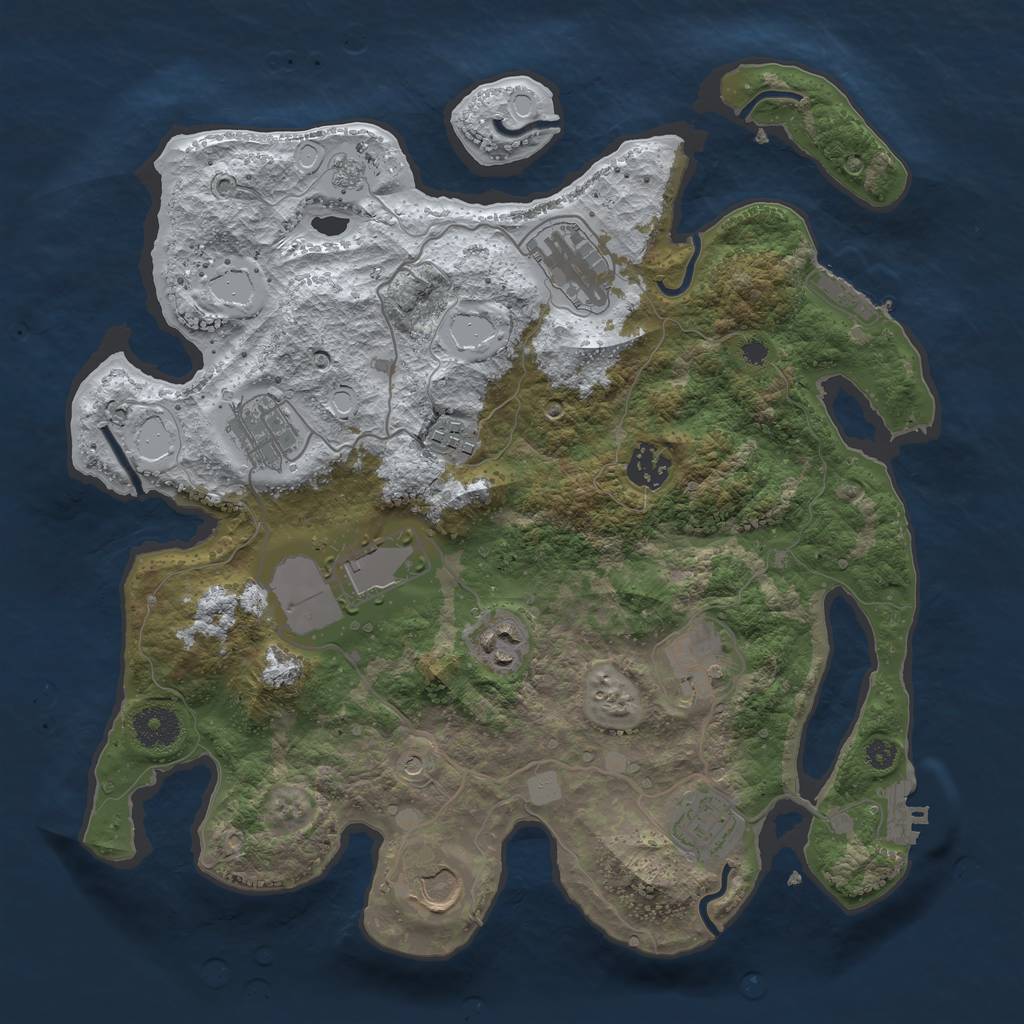 Rust Map: Procedural Map, Size: 3500, Seed: 68354024, 18 Monuments