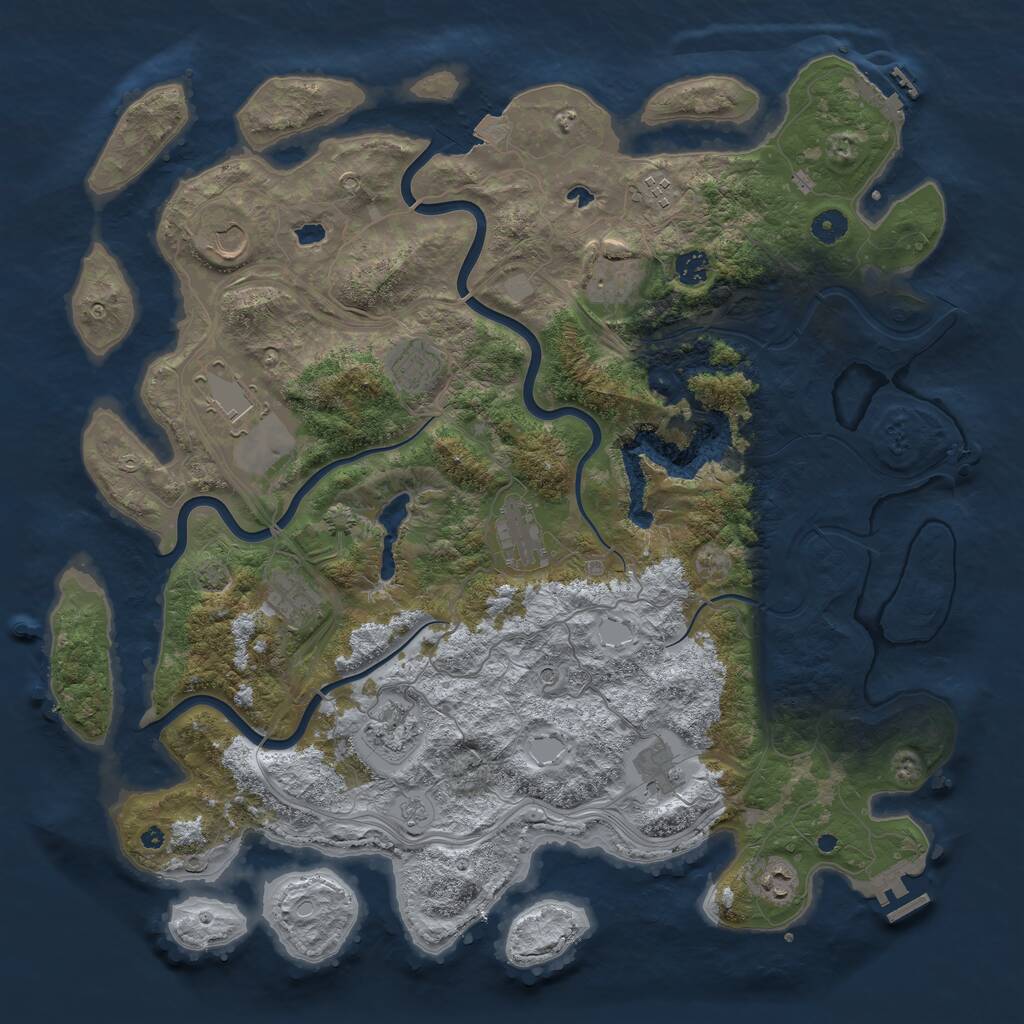Rust Map: Procedural Map, Size: 4500, Seed: 545930801, 17 Monuments