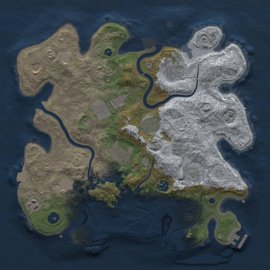Rust Map: Procedural Map, Size: 3521, Seed: 10000000, 17 Monuments
