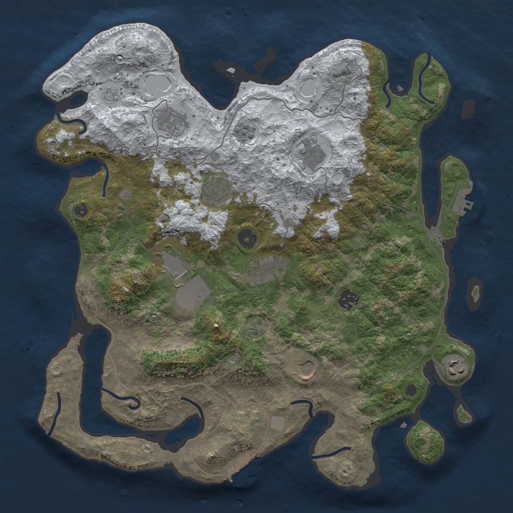 Rust Map: Procedural Map, Size: 4000, Seed: 234323, 18 Monuments