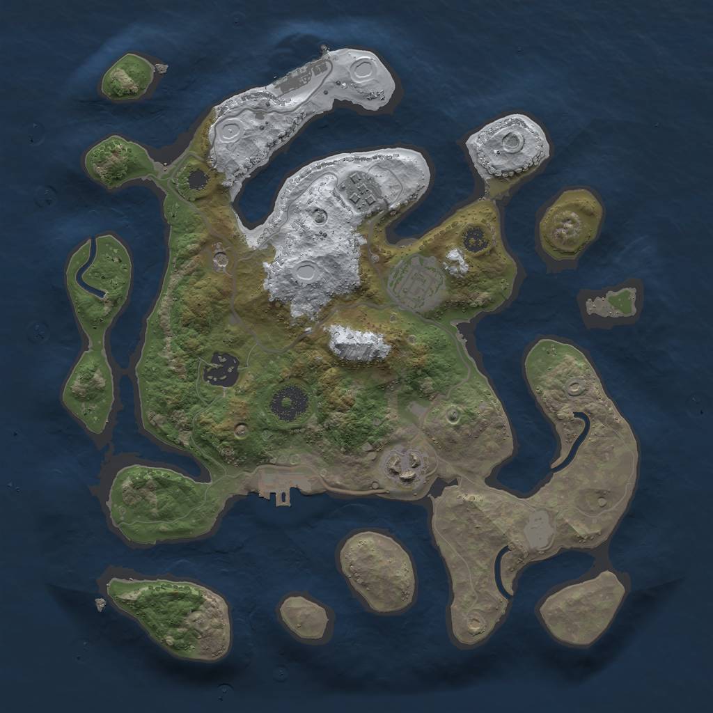 Rust Map: Procedural Map, Size: 3000, Seed: 707404, 12 Monuments