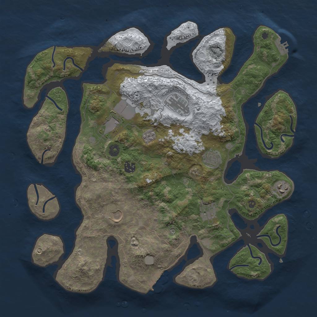 Rust Map: Procedural Map, Size: 4000, Seed: 377978560, 16 Monuments