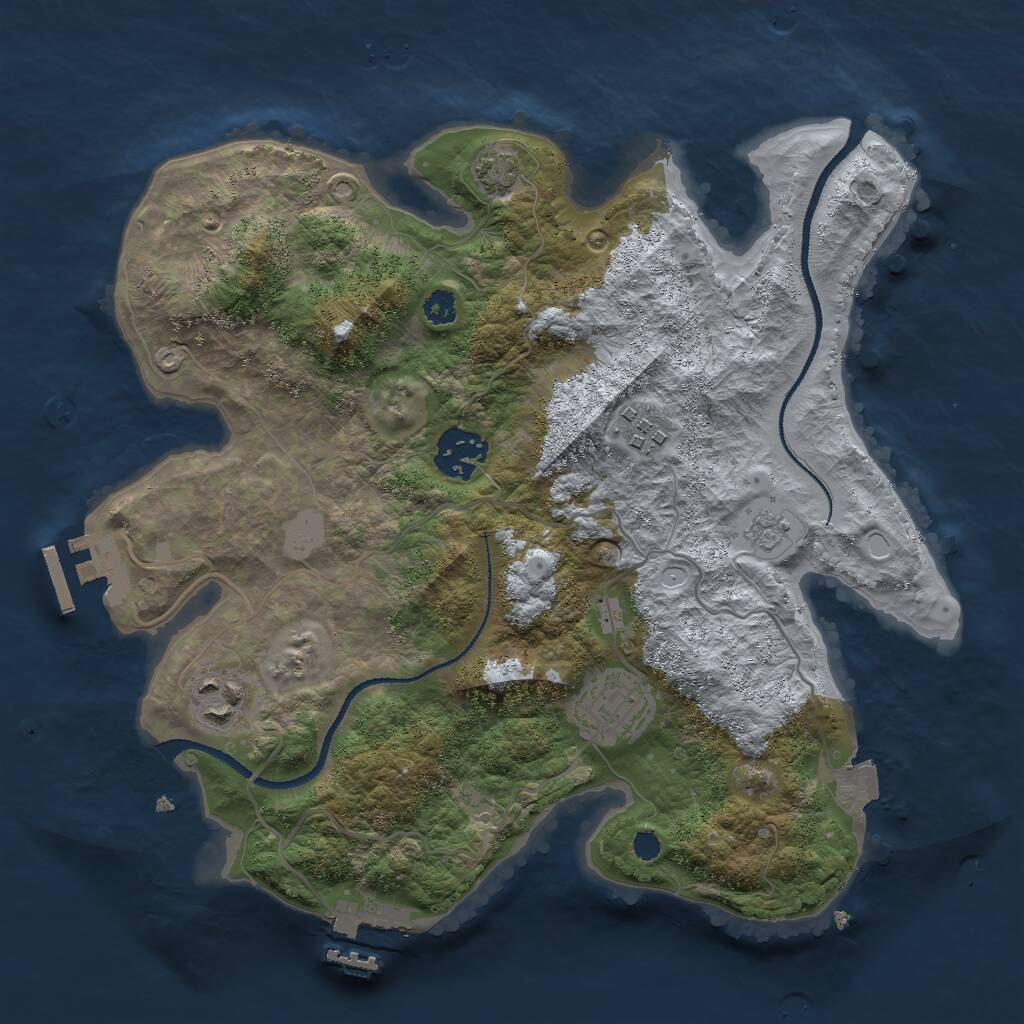 Rust Map: Procedural Map, Size: 3000, Seed: 796695, 9 Monuments