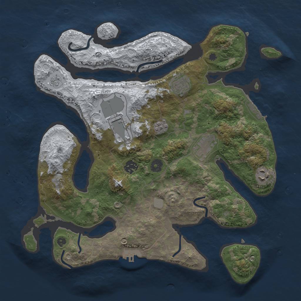 Rust Map: Procedural Map, Size: 3500, Seed: 44111, 14 Monuments