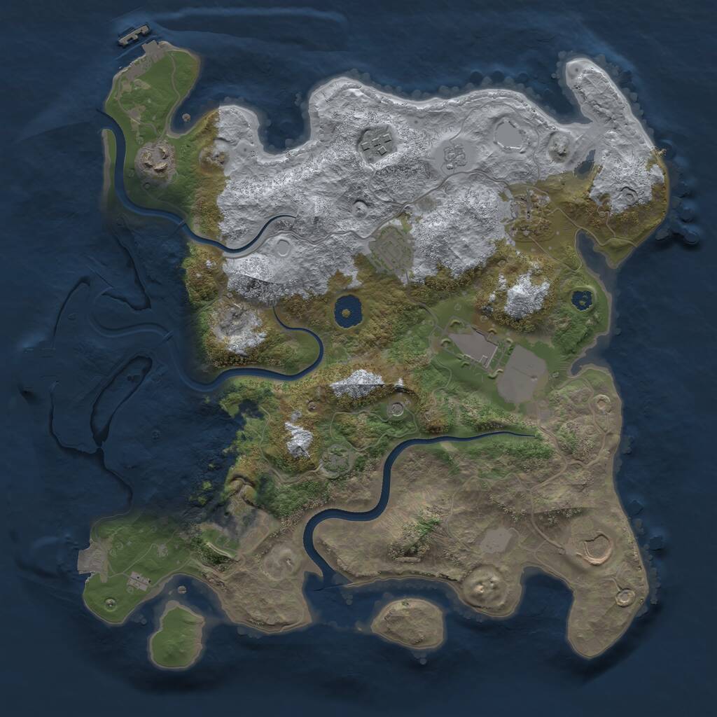 Rust Map: Procedural Map, Size: 3500, Seed: 720403183, 13 Monuments