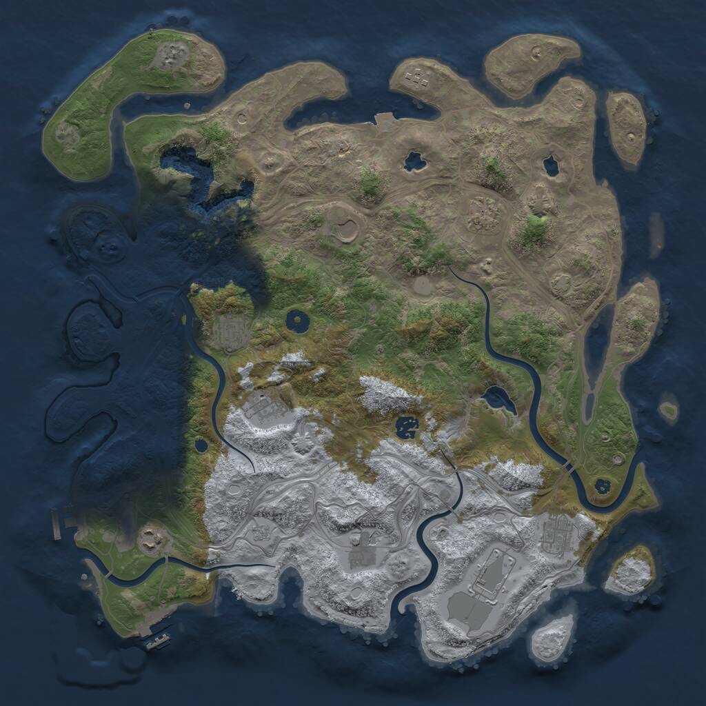 Rust Map: Procedural Map, Size: 4500, Seed: 47818543, 16 Monuments