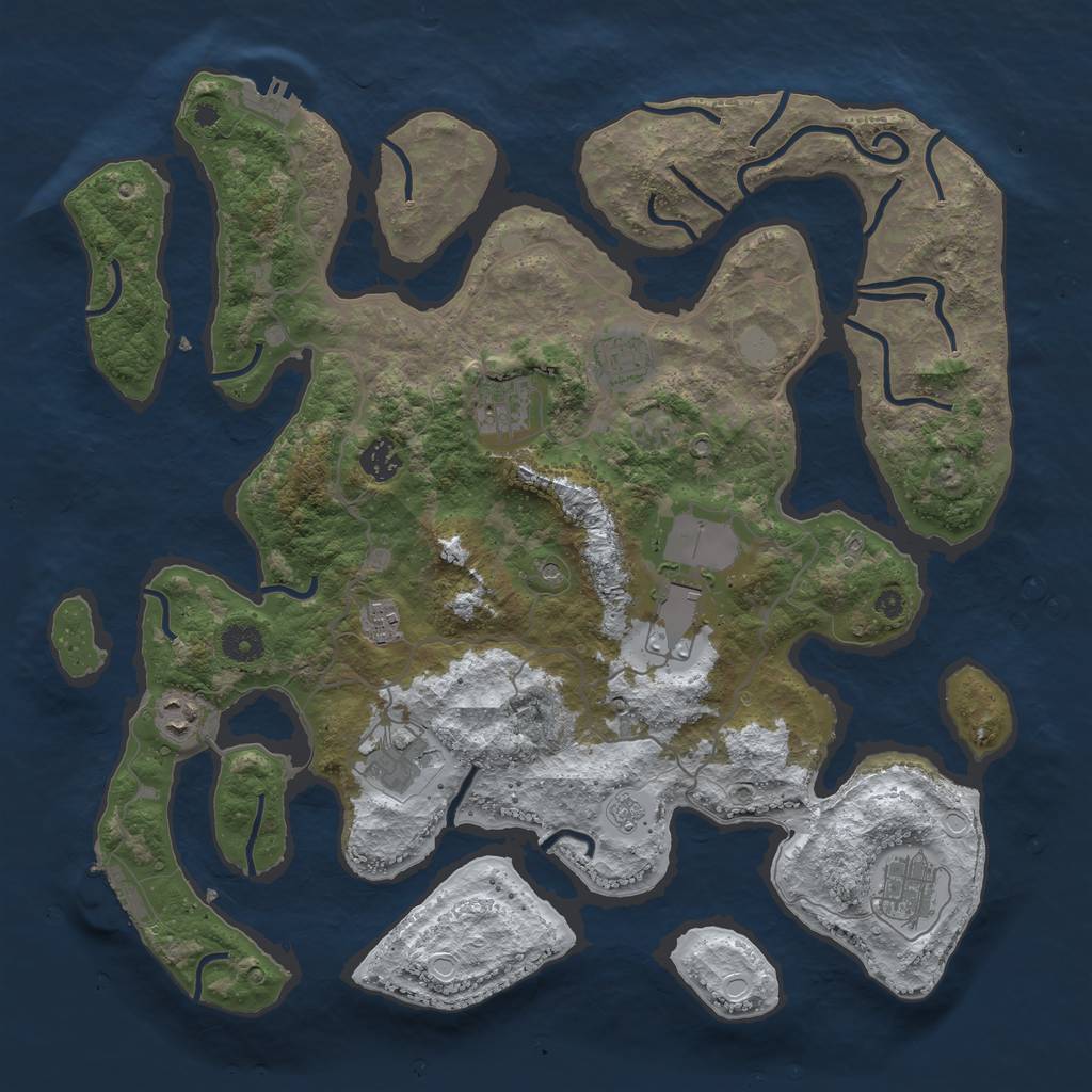 Rust Map: Procedural Map, Size: 4000, Seed: 9750595, 17 Monuments