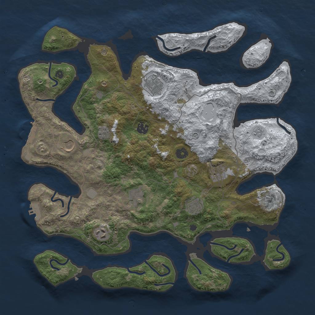 Rust Map: Procedural Map, Size: 4000, Seed: 1208734285, 17 Monuments