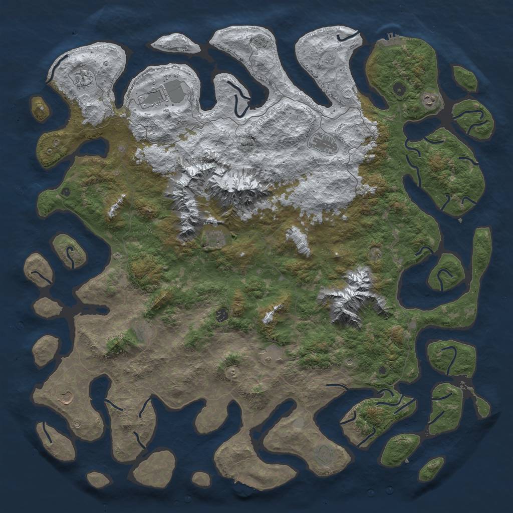 Rust Map: Procedural Map, Size: 6000, Seed: 2094776040, 20 Monuments