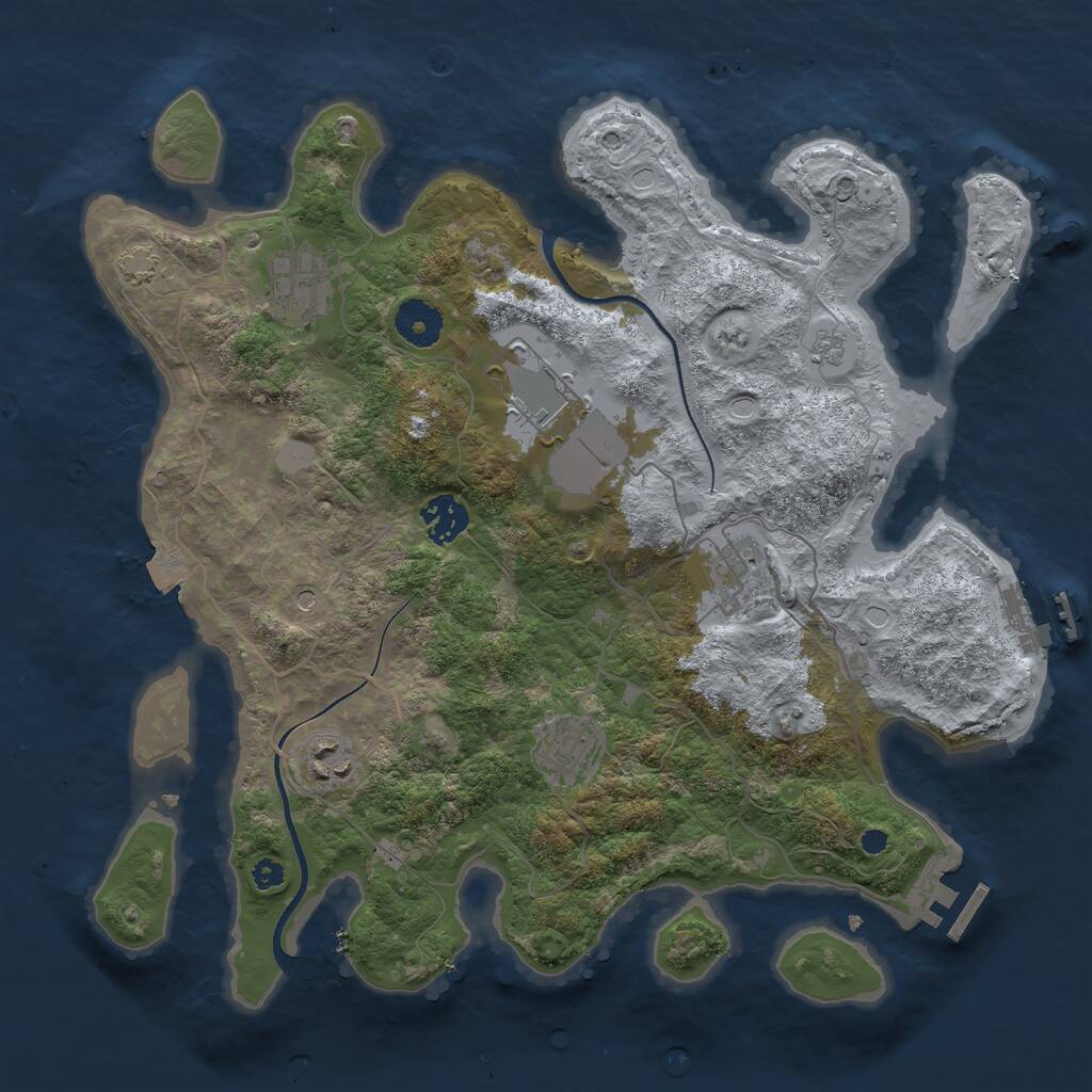 Rust Map: Procedural Map, Size: 3500, Seed: 307413814, 12 Monuments