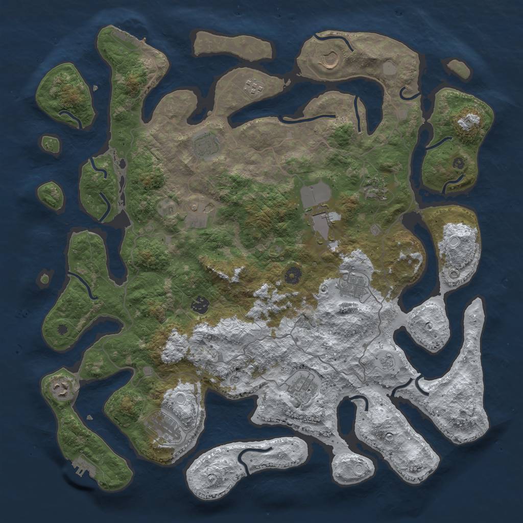 Rust Map: Procedural Map, Size: 4500, Seed: 1152233871, 20 Monuments