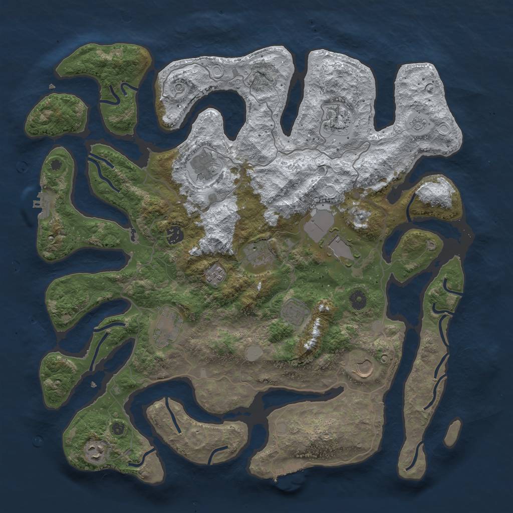 Rust Map: Procedural Map, Size: 4250, Seed: 869802302, 19 Monuments