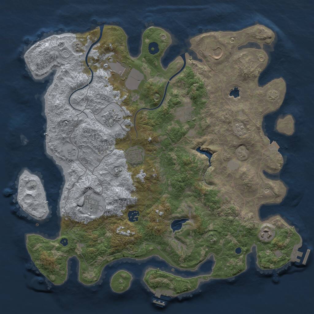 Rust Map: Procedural Map, Size: 4000, Seed: 86147235, 15 Monuments