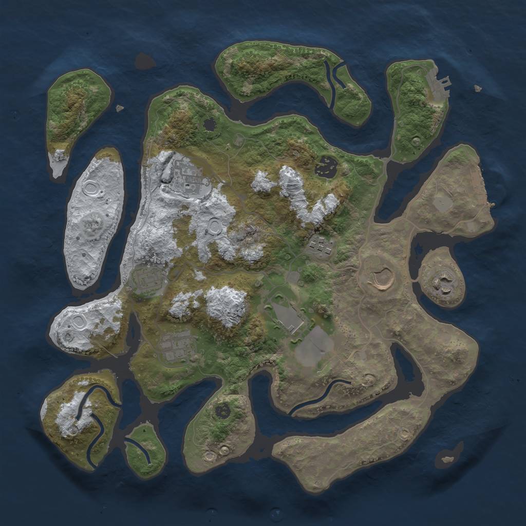Rust Map: Procedural Map, Size: 3500, Seed: 30985235, 15 Monuments