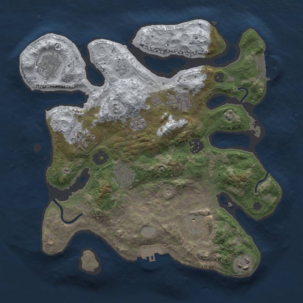 Rust Map: Procedural Map, Size: 3070, Seed: 500570171, 17 Monuments