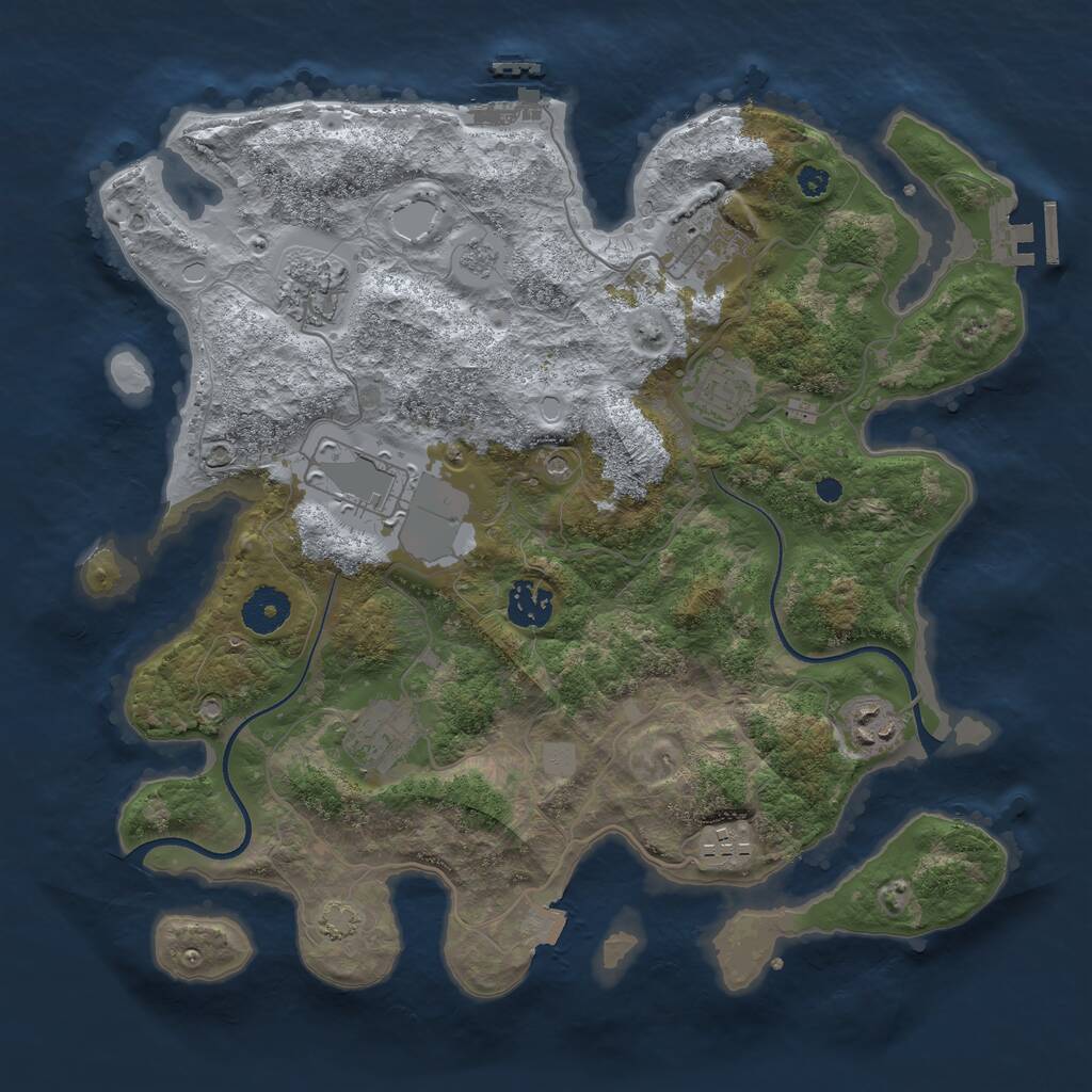 Rust Map: Procedural Map, Size: 3500, Seed: 397359300, 14 Monuments
