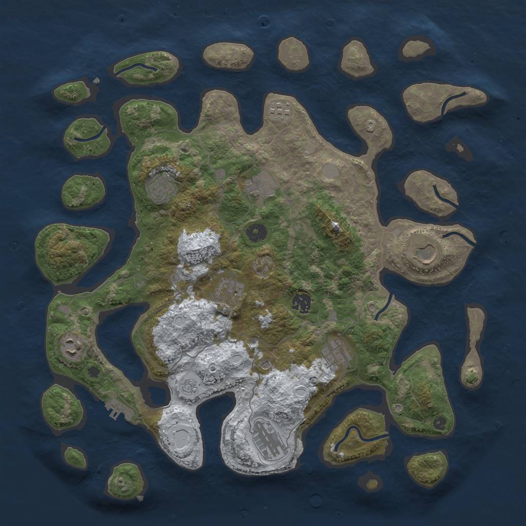 Rust Map: Procedural Map, Size: 4000, Seed: 593172697, 17 Monuments