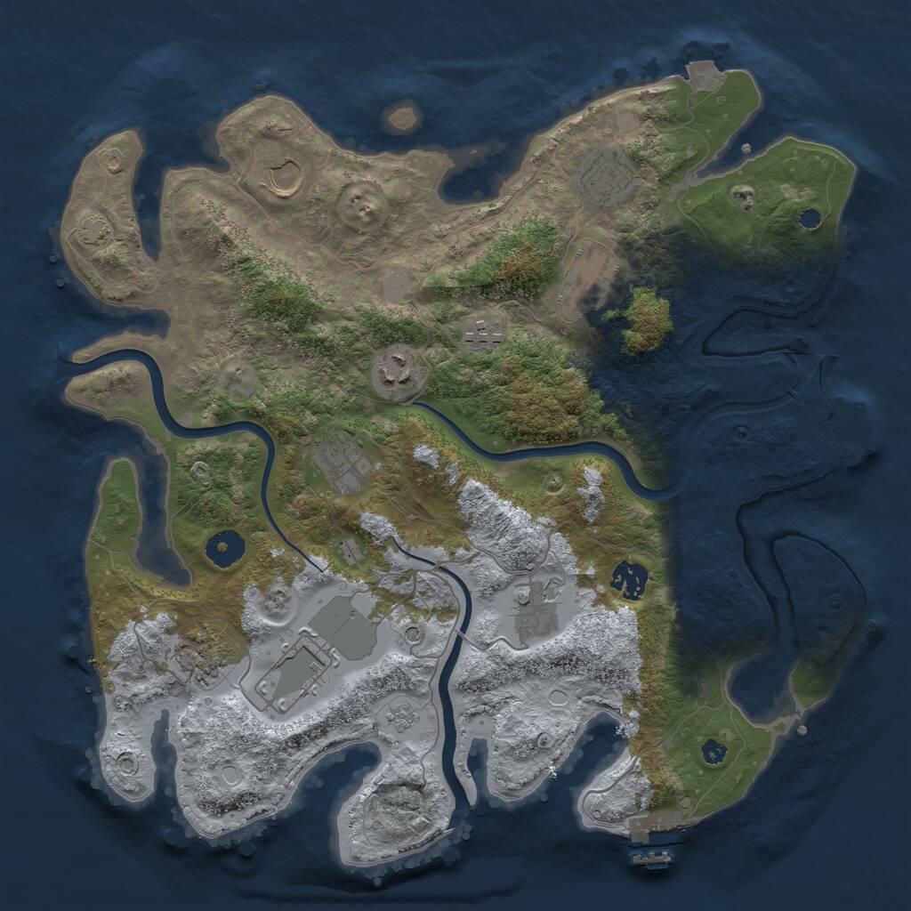 Rust Map: Procedural Map, Size: 3700, Seed: 22512, 16 Monuments