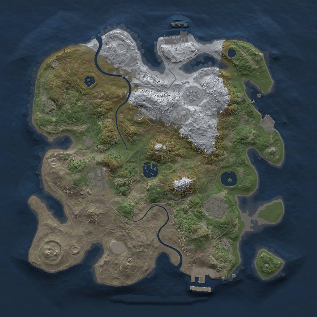 Rust Map: Procedural Map, Size: 3000, Seed: 1658669758, 9 Monuments