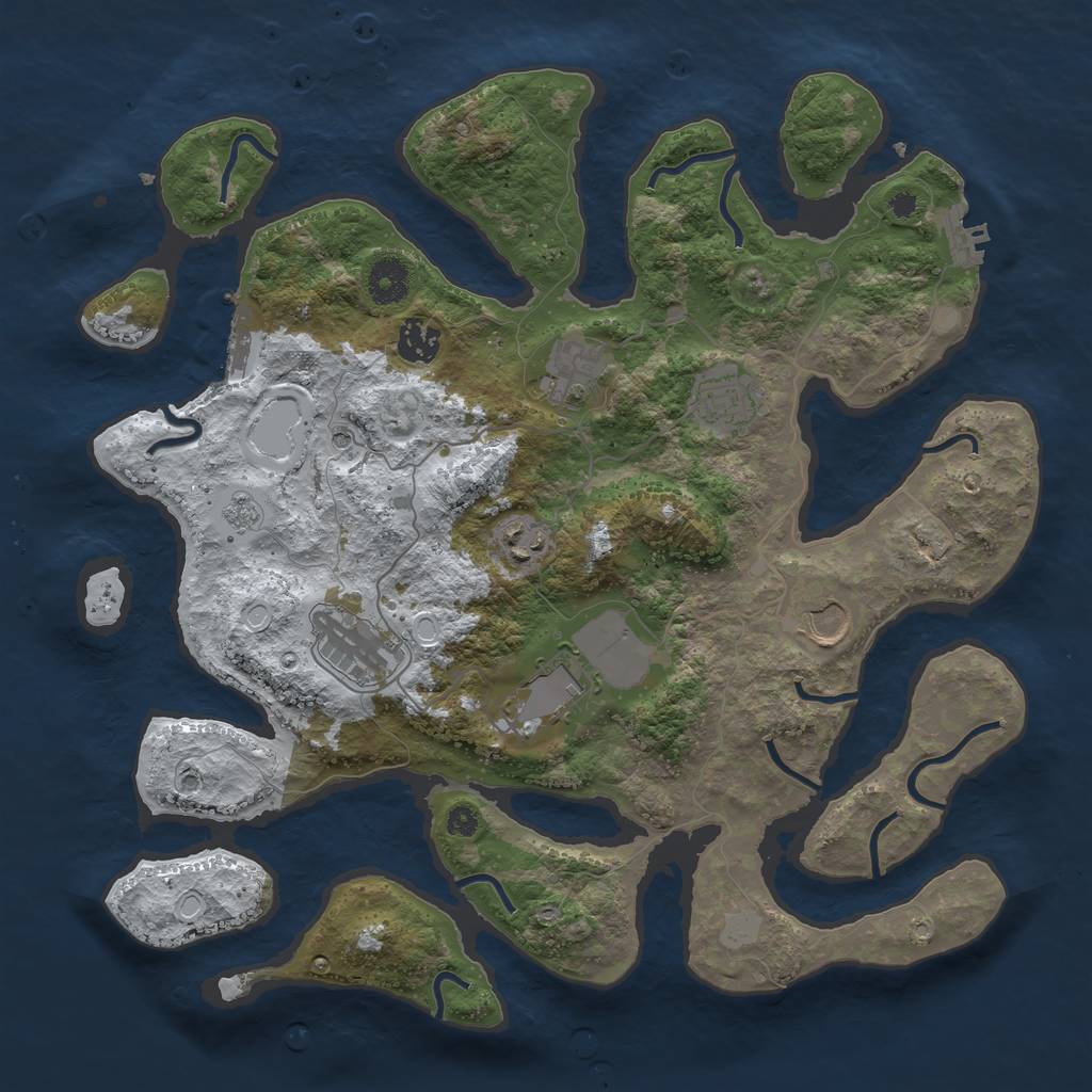 Rust Map: Procedural Map, Size: 3700, Seed: 32121, 16 Monuments