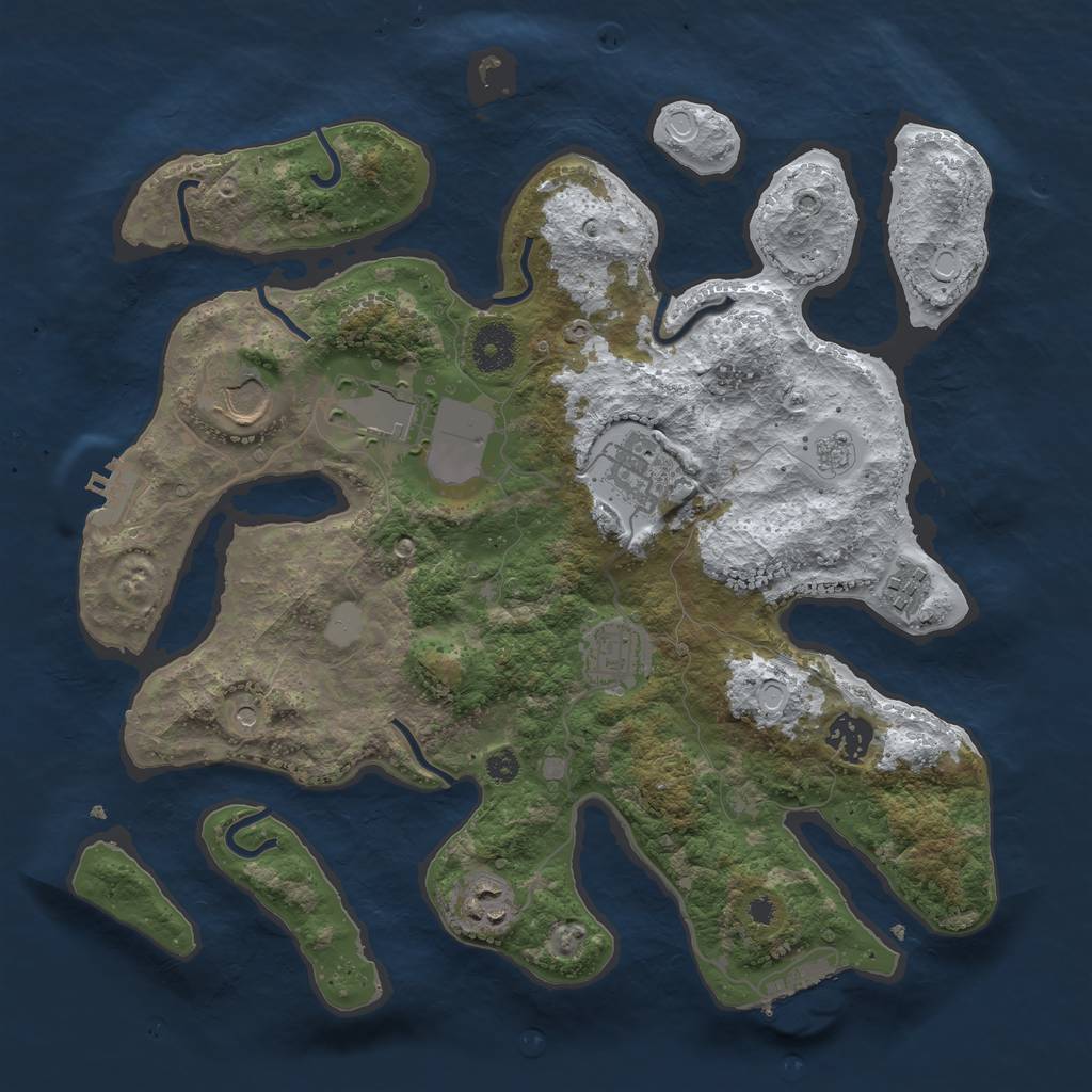 Rust Map: Procedural Map, Size: 3500, Seed: 193948389, 16 Monuments