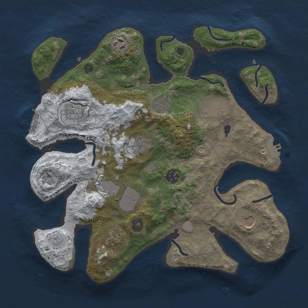 Rust Map: Procedural Map, Size: 3500, Seed: 465599703, 18 Monuments