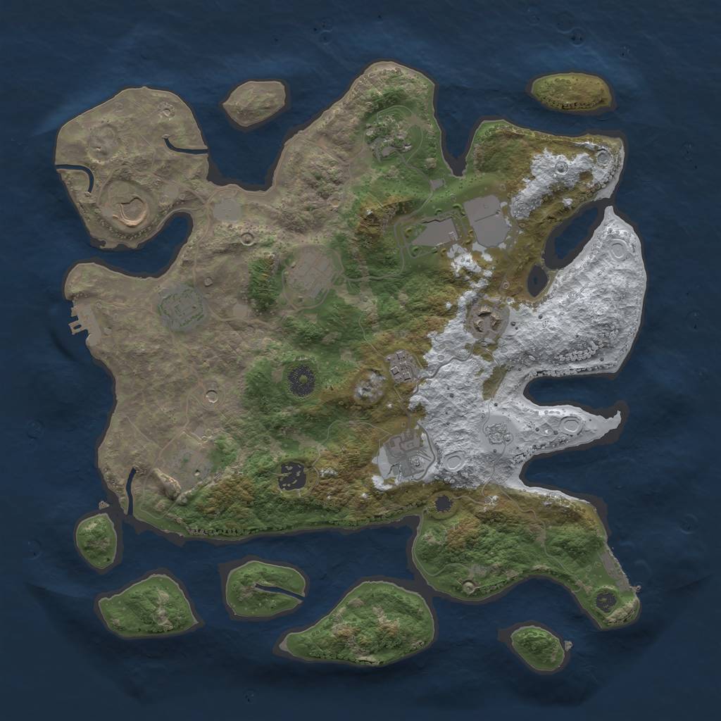 Rust Map: Procedural Map, Size: 3700, Seed: 383052064, 19 Monuments