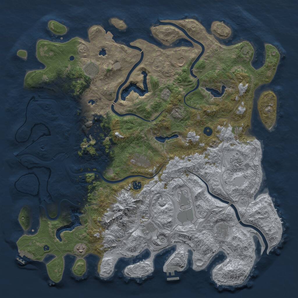 Rust Map: Procedural Map, Size: 5000, Seed: 232874791, 17 Monuments