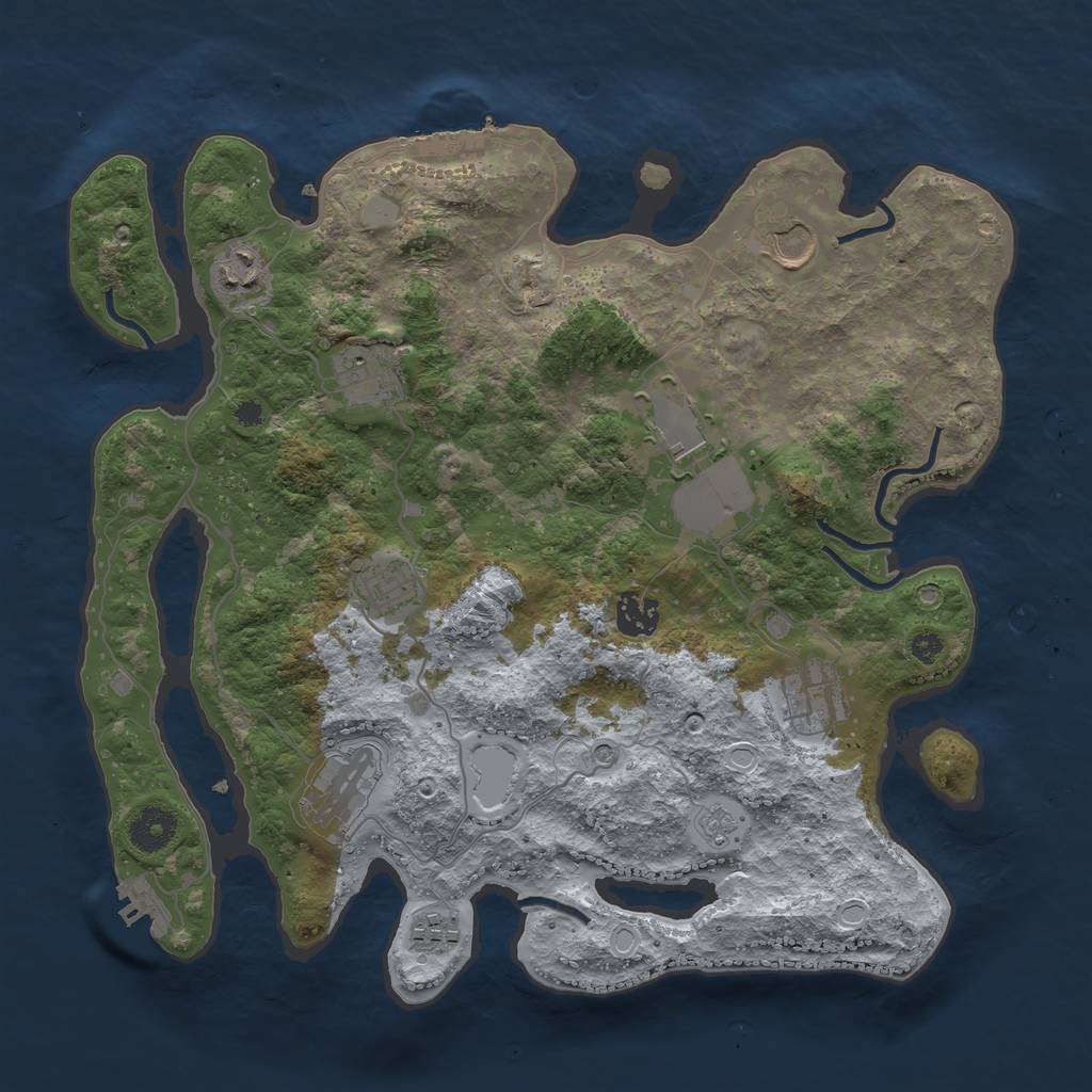 Rust Map: Procedural Map, Size: 3600, Seed: 1615155644, 16 Monuments
