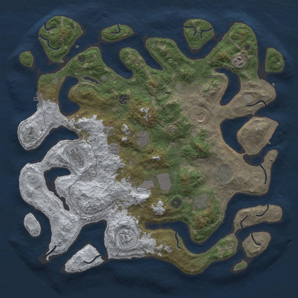 Rust Map: Procedural Map, Size: 4500, Seed: 129785634, 19 Monuments