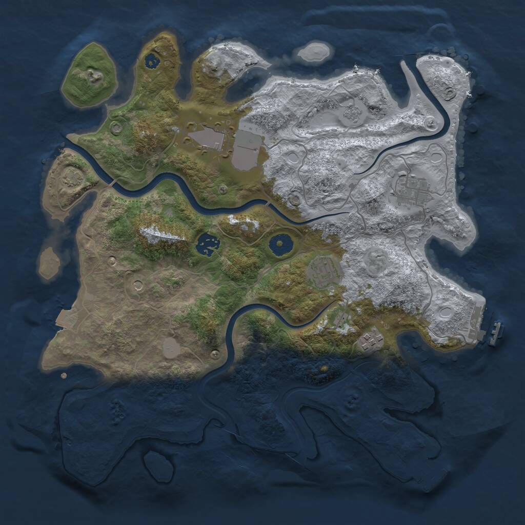 Rust Map: Procedural Map, Size: 3500, Seed: 423725, 11 Monuments