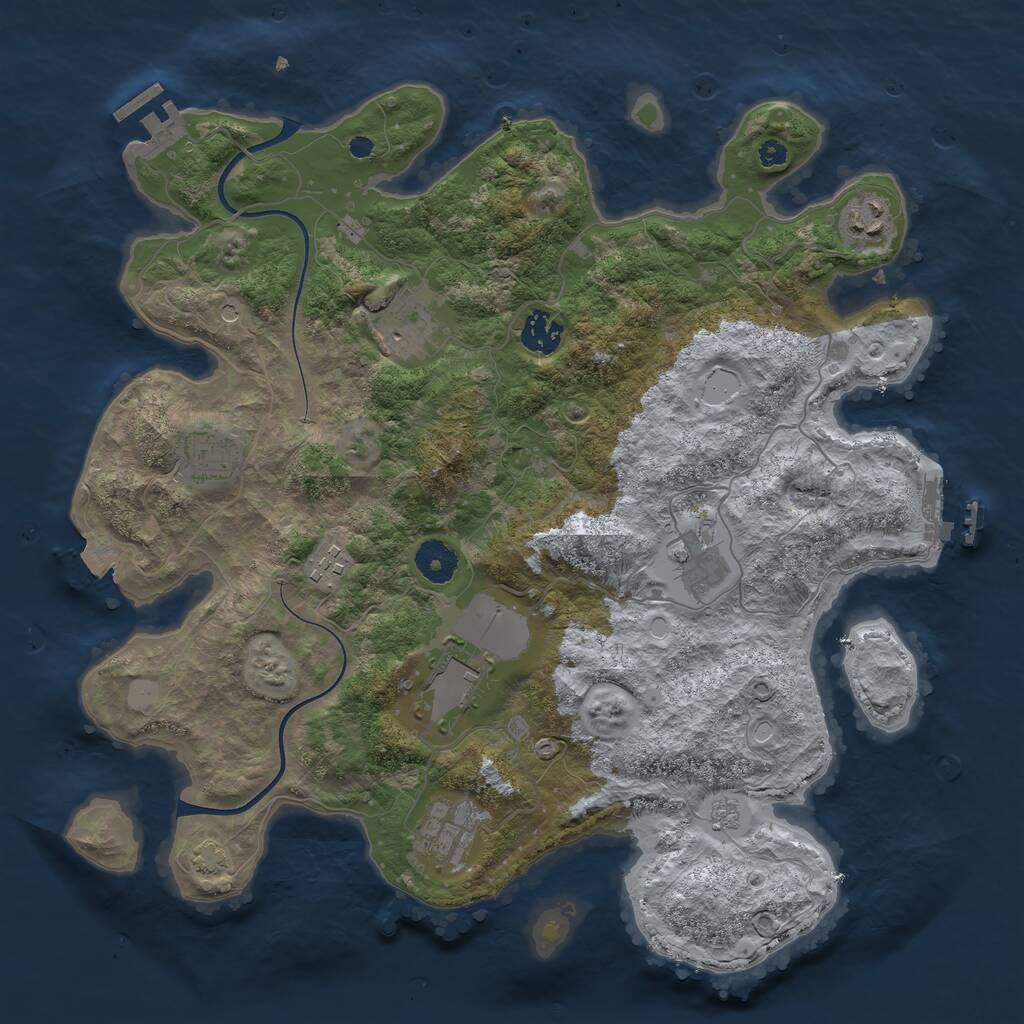Rust Map: Procedural Map, Size: 3700, Seed: 1249697117, 14 Monuments