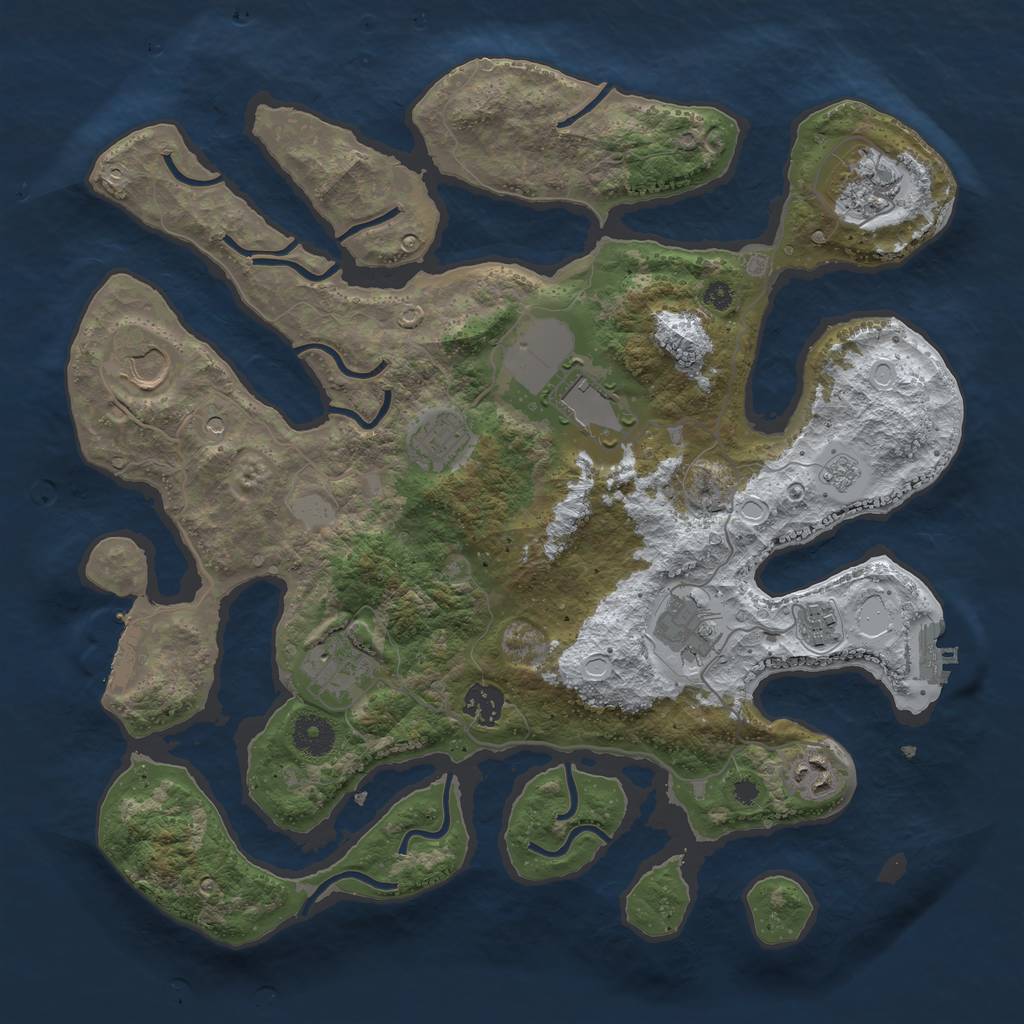 Rust Map: Procedural Map, Size: 3700, Seed: 3046422, 18 Monuments