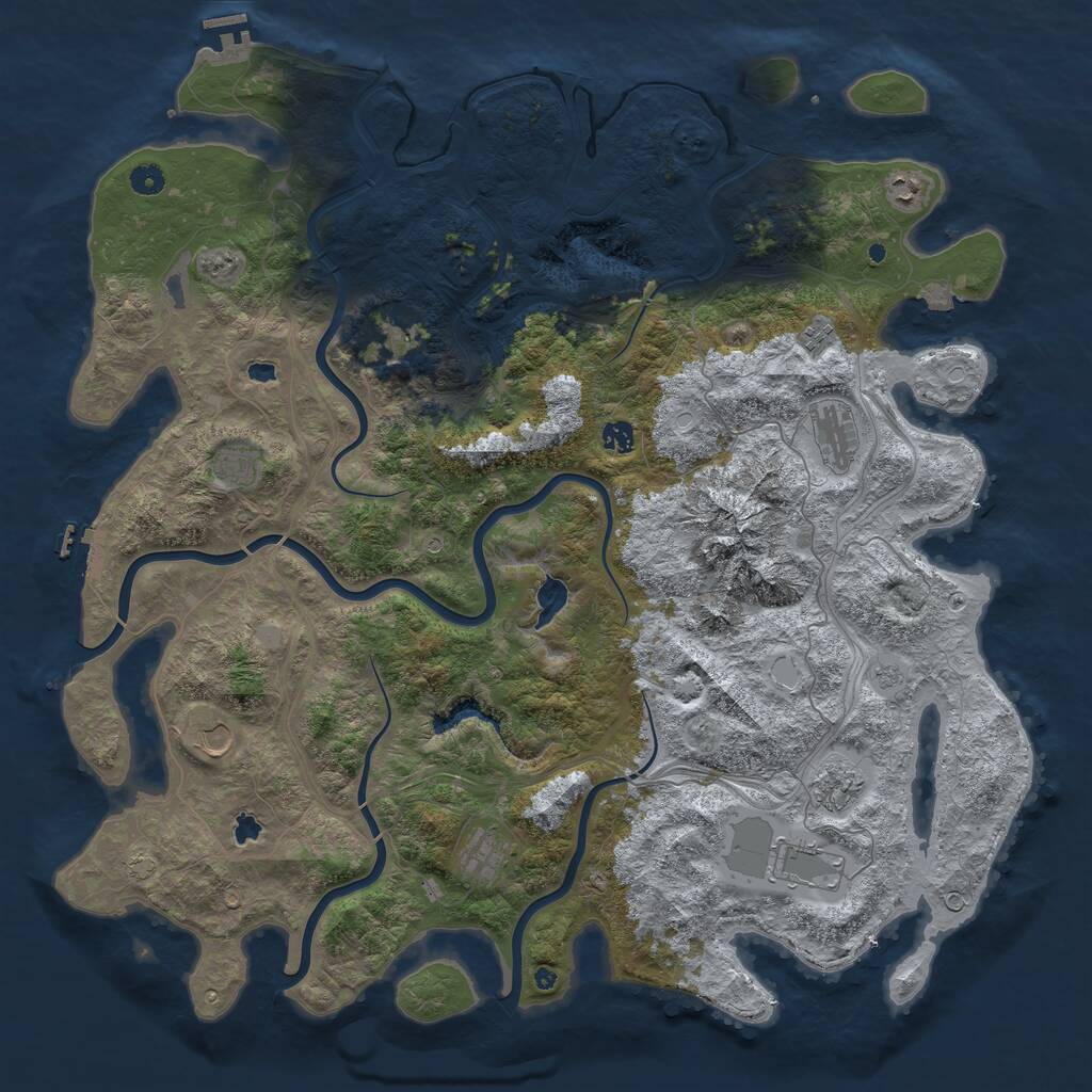 Rust Map: Procedural Map, Size: 5000, Seed: 8476200, 16 Monuments