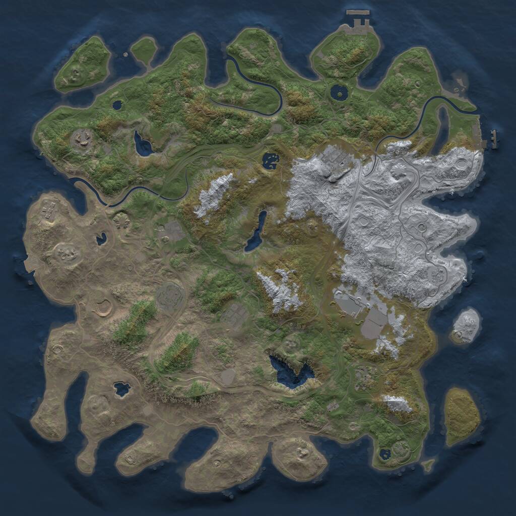 Rust Map: Procedural Map, Size: 4500, Seed: 4242583, 16 Monuments