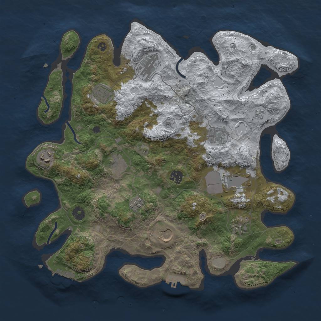 Rust Map: Procedural Map, Size: 3700, Seed: 2541348, 19 Monuments