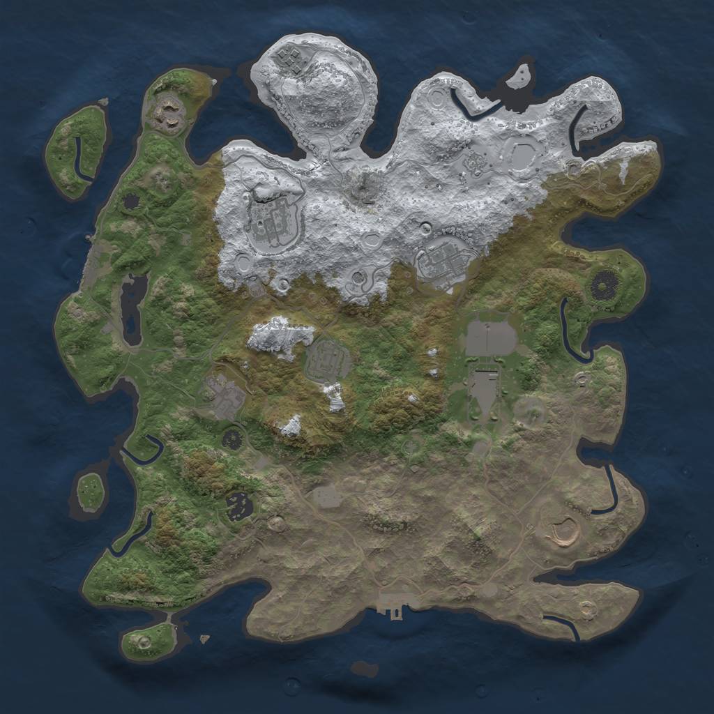 Rust Map: Procedural Map, Size: 3700, Seed: 1087595, 18 Monuments