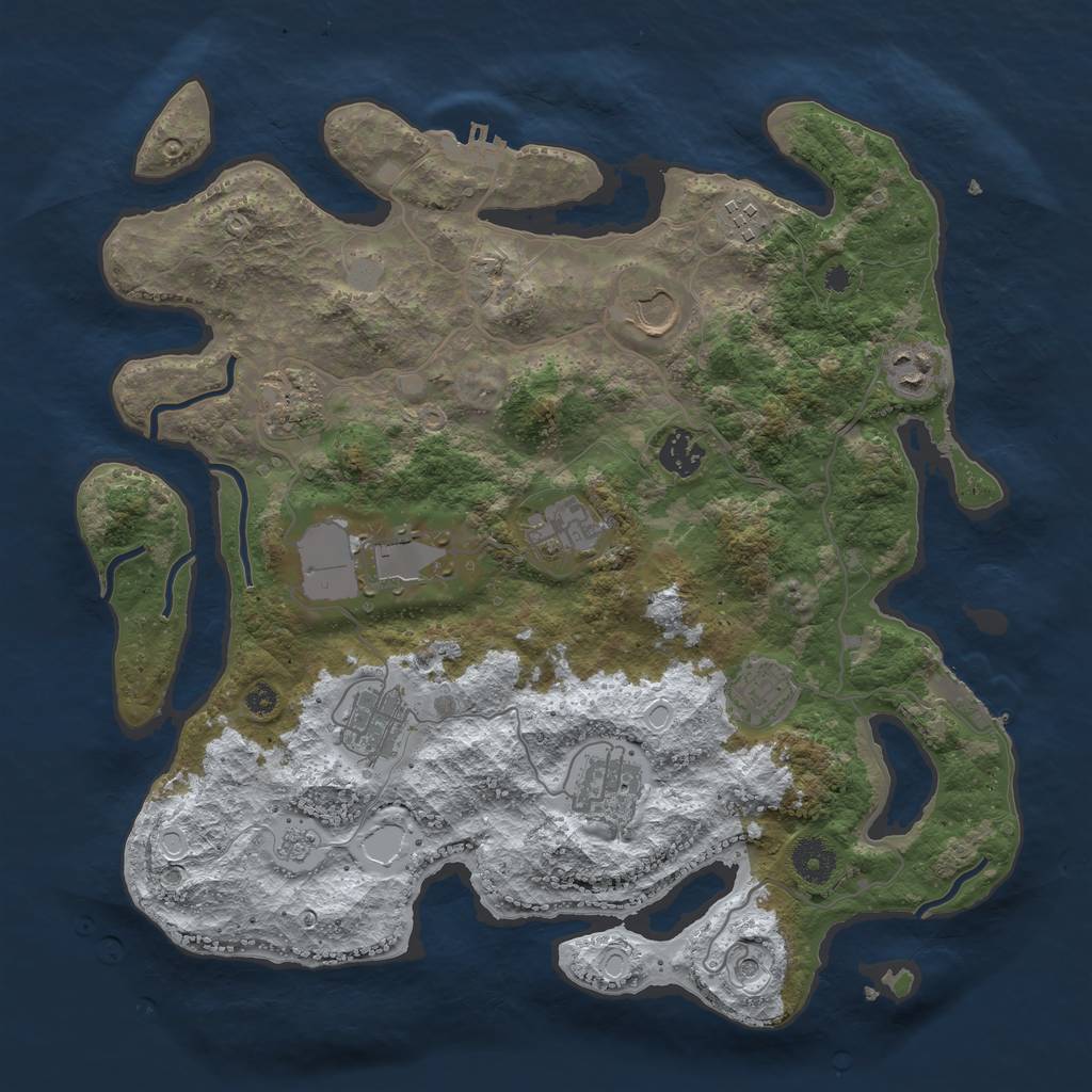 Rust Map: Procedural Map, Size: 3700, Seed: 4391008, 19 Monuments