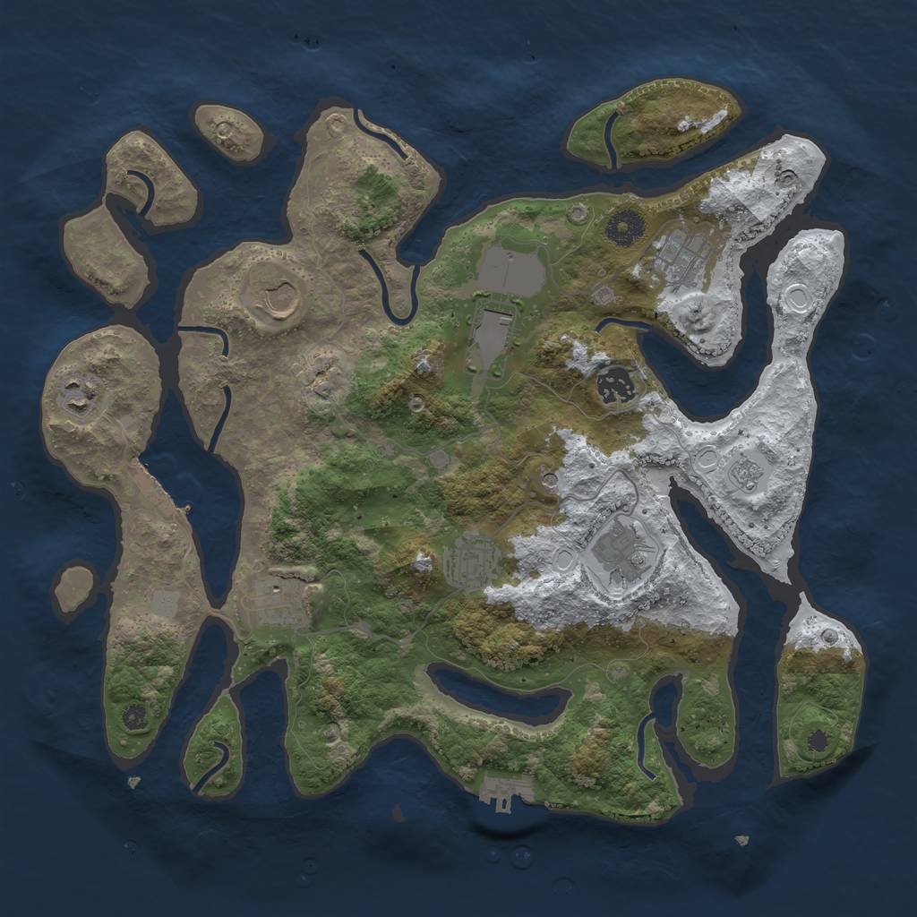 Rust Map: Procedural Map, Size: 3700, Seed: 826084, 17 Monuments