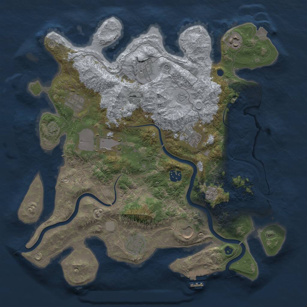 Rust Map: Procedural Map, Size: 3700, Seed: 2575103, 14 Monuments