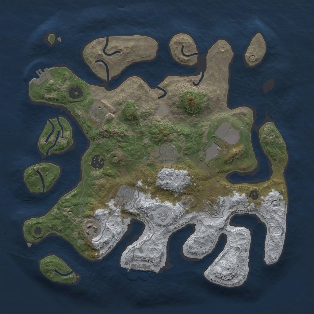 Rust Map: Procedural Map, Size: 3500, Seed: 1950207804, 15 Monuments