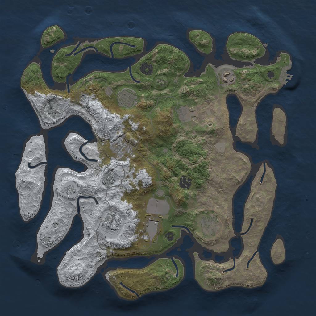 Rust Map: Procedural Map, Size: 3700, Seed: 5839720, 17 Monuments