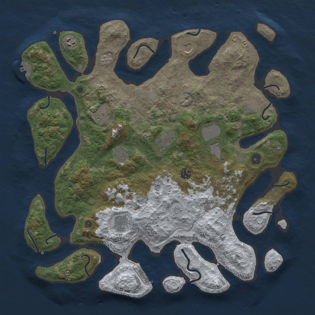 Rust Map: Procedural Map, Size: 4500, Seed: 350840, 20 Monuments