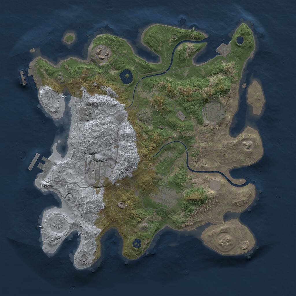 Rust Map: Procedural Map, Size: 3200, Seed: 9433327, 10 Monuments