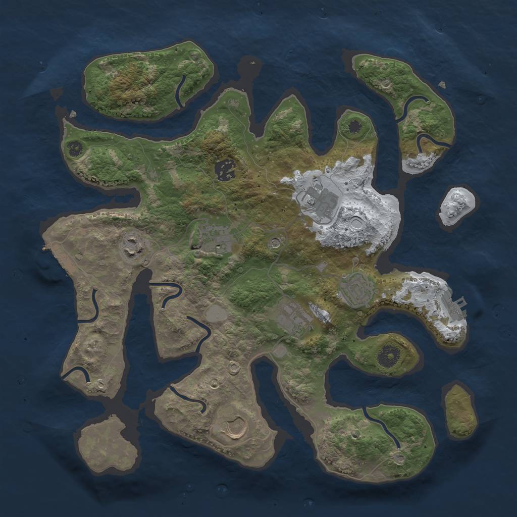 Rust Map: Procedural Map, Size: 3500, Seed: 902683264, 15 Monuments