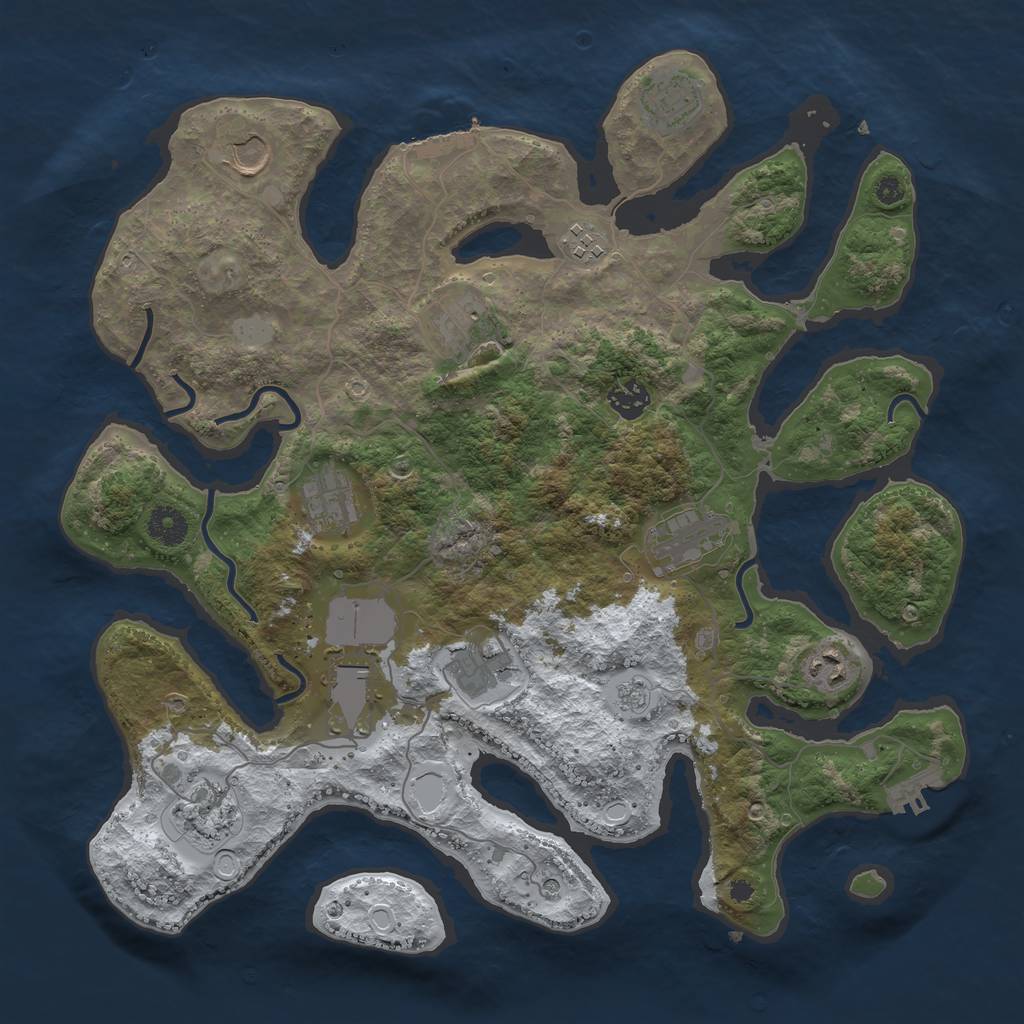 Rust Map: Procedural Map, Size: 3850, Seed: 1957206817, 20 Monuments