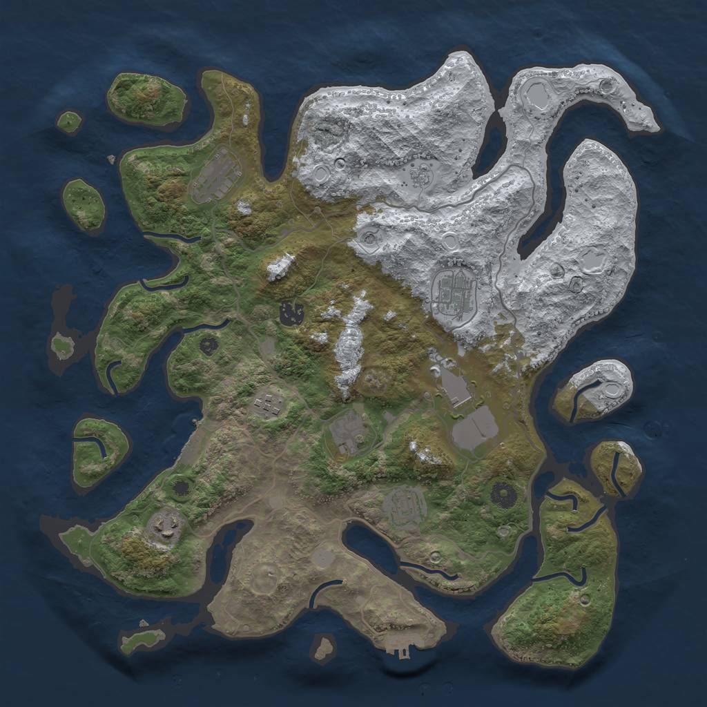 Rust Map: Procedural Map, Size: 4000, Seed: 246983440, 17 Monuments